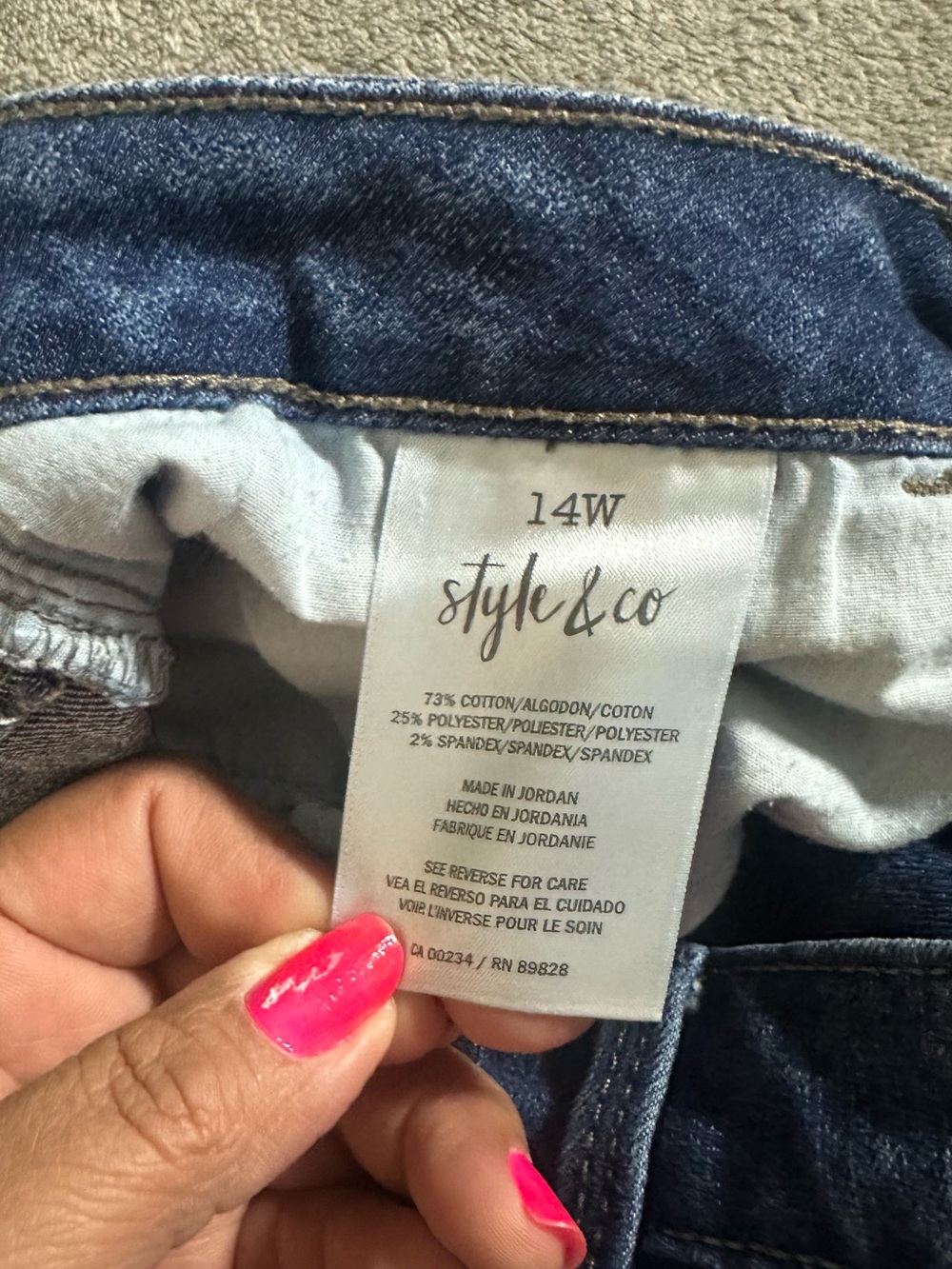 Style & Co. Women's Dark Blue Stretch Denim Jeans - 14W